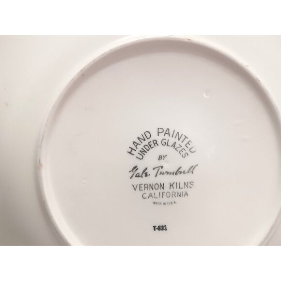 Vernon Kilns Pottery Gale Turnbull Hand Decorated T-631 Floral Serving Platter - Picture 2 of 4